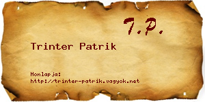 Trinter Patrik névjegykártya